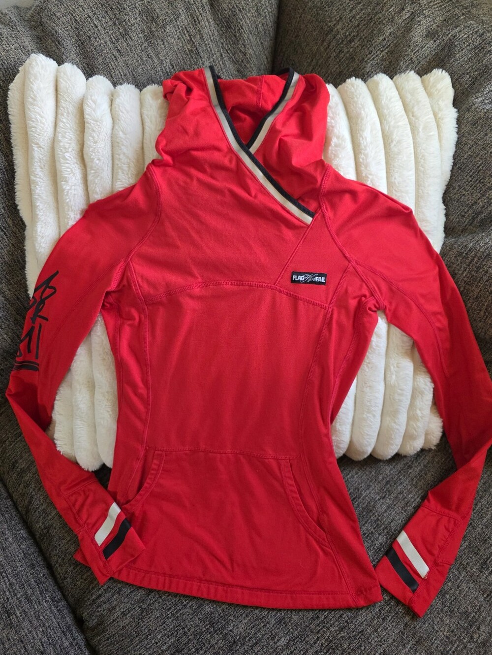 Flag Nor Fail Women's Red Hooded Pullover Jacket